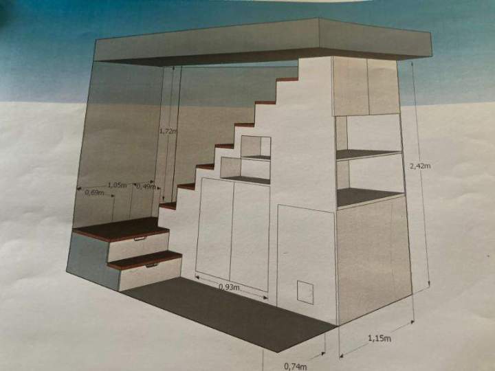 Escalier tournant bois à Boissy l’Aillerie